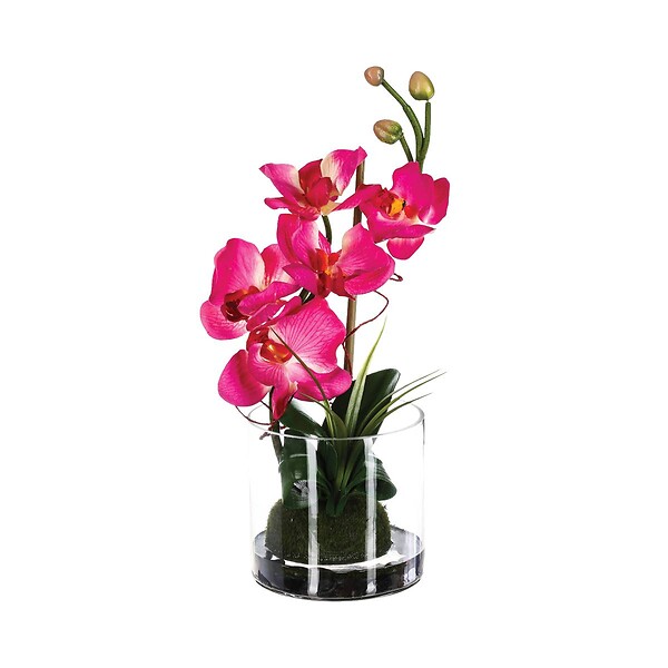 ATMOSPHERA - Composition florale d'Orchidées artificielles Vase en Verre D. 18 x H. 35 cm - large