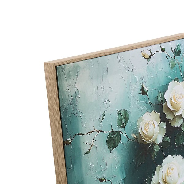 ATMOSPHERA - Toile imprimée fleurs 40x40cm bleu - large