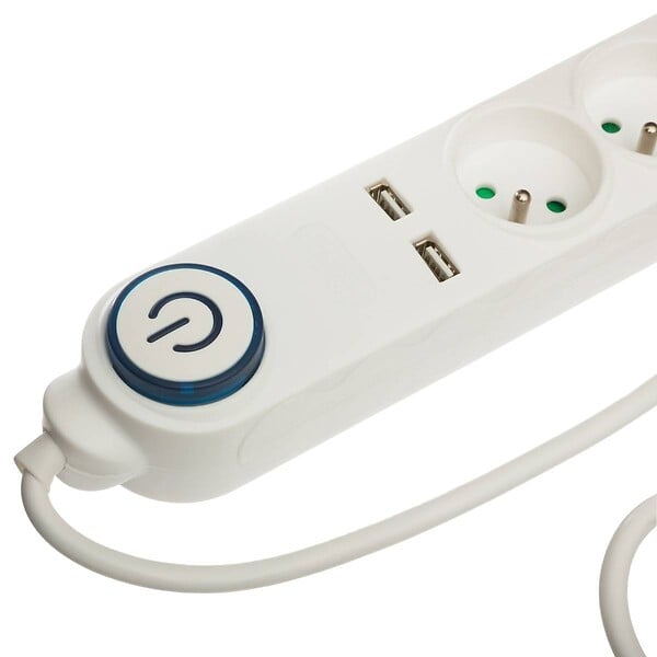 5 FIVE SIMPLY SMART - Bloc Multiprise 5 prises avec interrupteur lumineux et 2 entrées USB - large