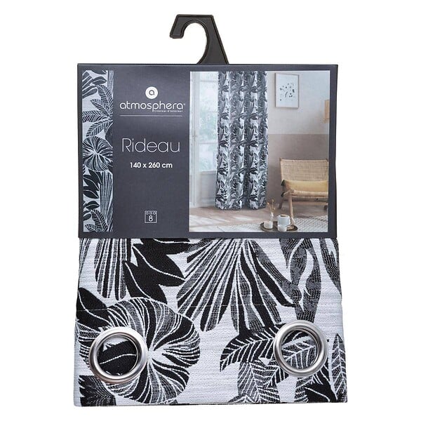 ATMOSPHERA - Rideau à œillets Jacquard Noir 140 x 260 cm - large