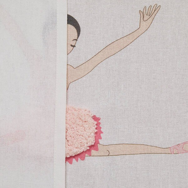 ATMOSPHERA - Rideau Tufy 260x140cm Blanc Imprimé Ballerines Roses - large
