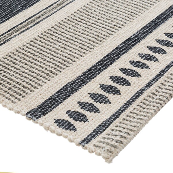 ATMOSPHERA - Tapis décoratif en Coton imprimé Gris Foncé 60 x 90 cm - large