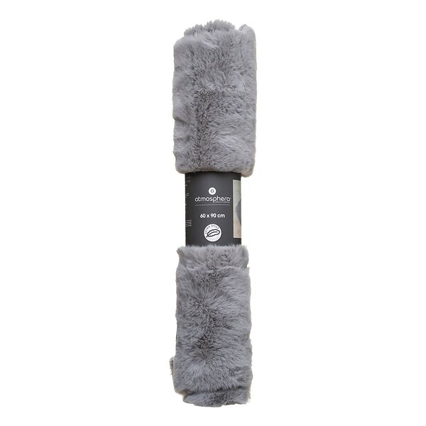 ATMOSPHERA - Tapis en Fourrure Grise Extra Doux 60 x 90 cm - large