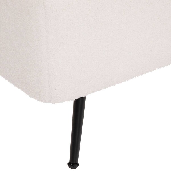 ATMOSPHERA - Banc coffre bouclette "Aurora" blanc 100x40cm - large