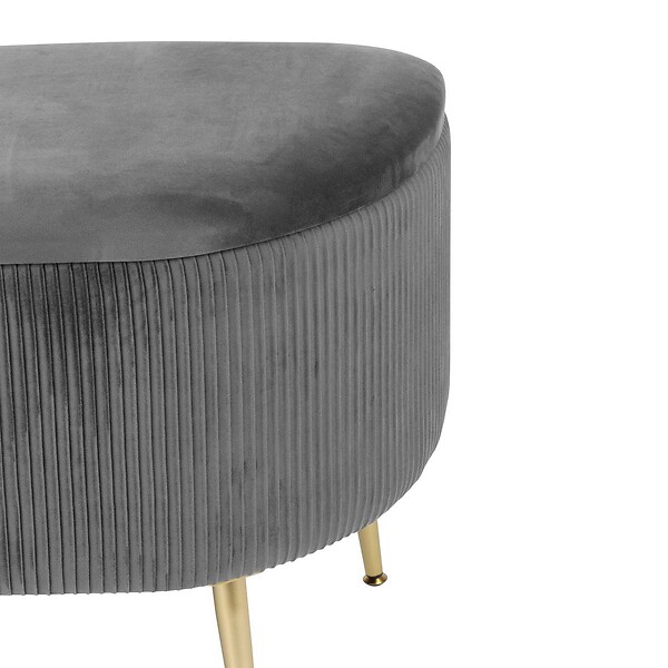 ATMOSPHERA - Banc coffre velours Solaro gris 100x40cm - large