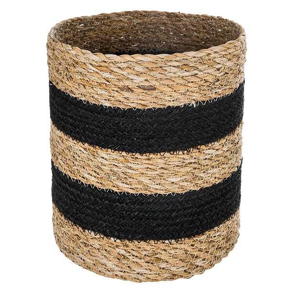 ATMOSPHERA - Set de 4 Paniers de rangement en Jute et Seagrass noir  et naturel - large