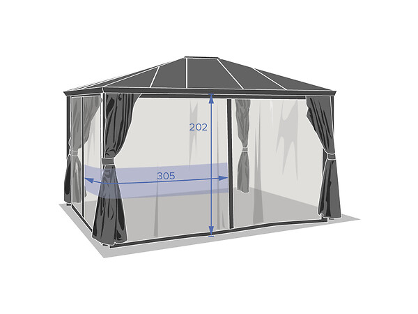 HESPERIDE - Moustiquaire de pergola "Belize" ardoise en polyester - large