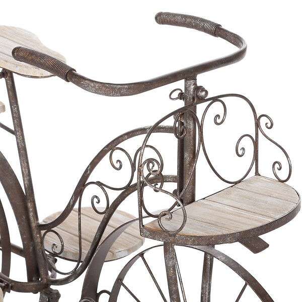 ATMOSPHERA - Porte plantes Vélo en Bois et Métal aspect vintage H 59 cm - large