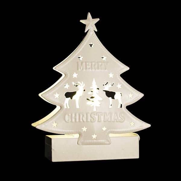 FEERIC LIGHTS & CHRISTMAS - Sujet de Noël lumineux Sapin en métal LED blanc chaud H 14.5 cm - large