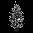 FEERIC LIGHTS & CHRISTMAS - Sapin de Noël artificiel vert floqué blanc et pailleté avec son pot argenté H 100 cm - vignette