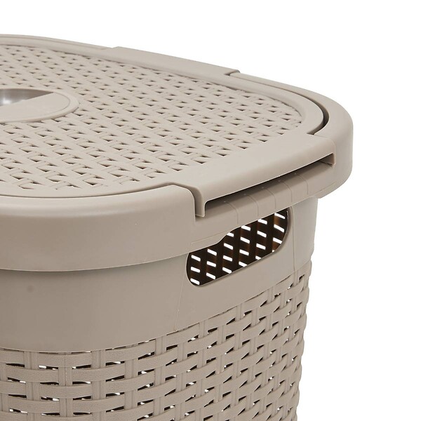 5 FIVE SIMPLY SMART - Panier à linge 60L en Polypropylène Beige Lin - large