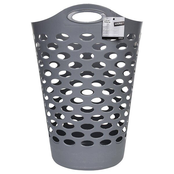5 FIVE SIMPLY SMART - Panier à linge Gris 60L flexible  avec 2 poignées D 45 x H 66 cm - large
