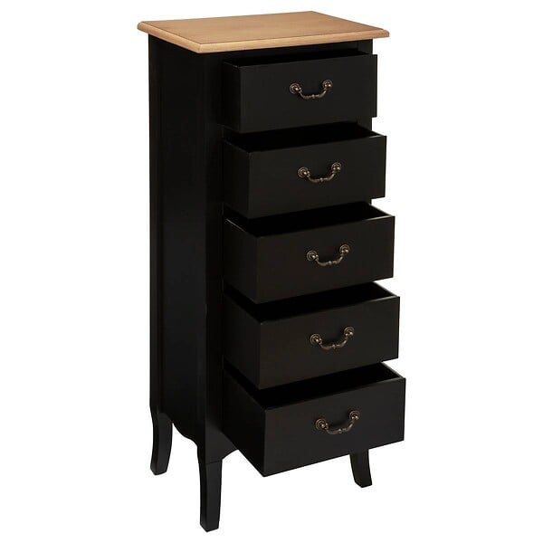 ATMOSPHERA - Chiffonnier "Chrysa" noir 5 tiroirs - large