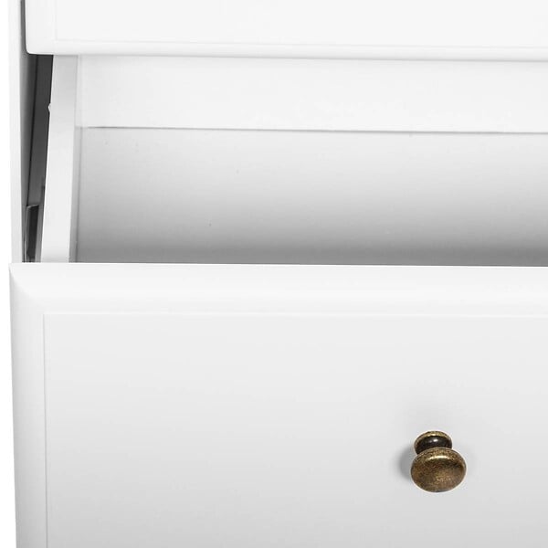 ATMOSPHERA - Commode "Solen" bois blanc 5 tiroirs - large