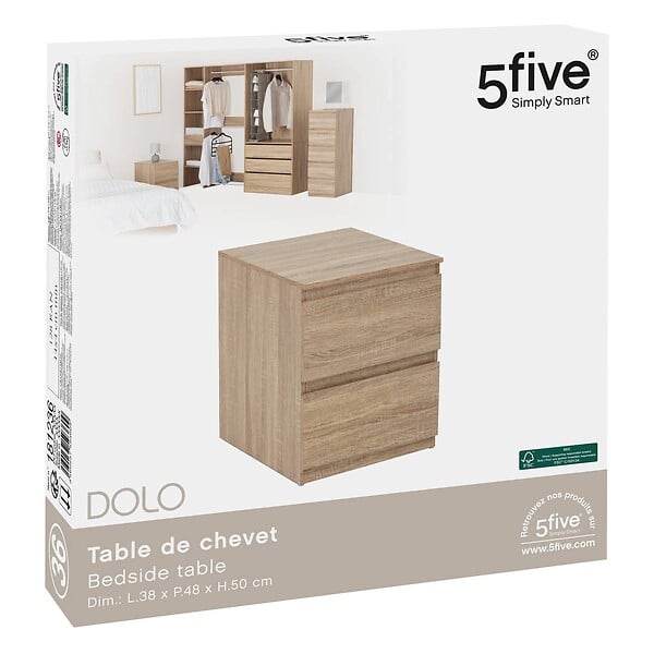 5 FIVE SIMPLY SMART - Meuble d'appoint  2 Tiroirs coloris Bois naturel H 50 cm - large