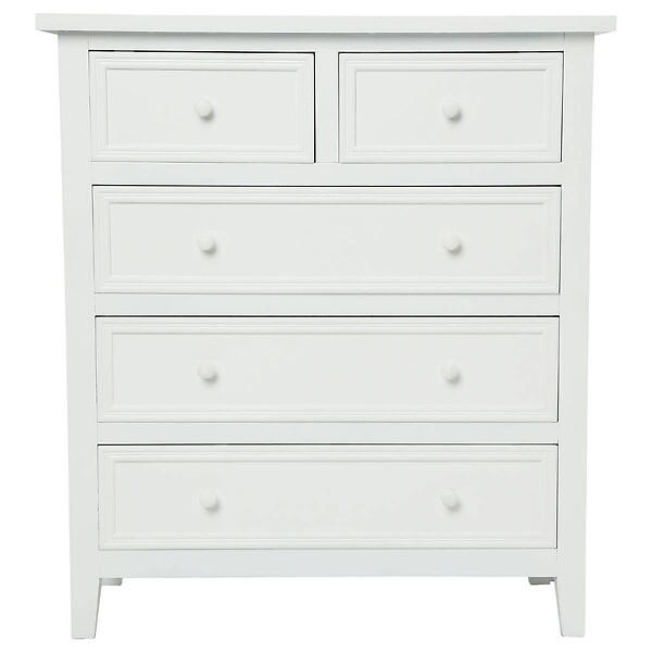 ATMOSPHERA - Chiffonnier "Charme" blanc 5 tiroirs - large