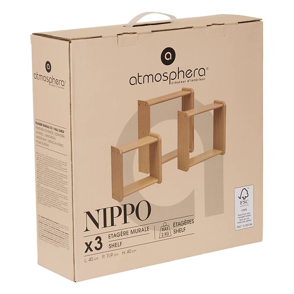 ATMOSPHERA - Lot de 3 étagères murales Nippo carrées - large