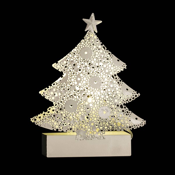 FEERIC LIGHTS & CHRISTMAS - Sujet de Noël lumineux Sapin en métal LED blanc chaud H 14.5 cm - large