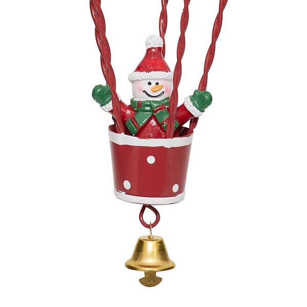 FEERIC LIGHTS & CHRISTMAS - Sujet bonhomme de neige montgolfière métal H.14cm assorti - large