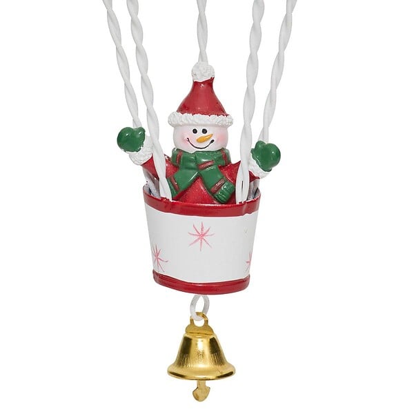 FEERIC LIGHTS & CHRISTMAS - Sujet bonhomme de neige montgolfière métal H.14cm assorti - large