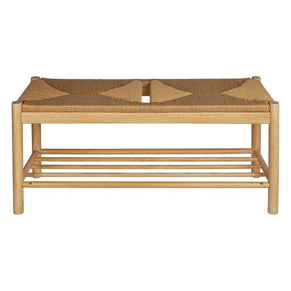 ATMOSPHERA - Banc "Maesi" hévéa beige 95x35cm - large