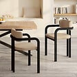 ID MARKET - Lot de 2 chaises de salle à manger, fauteuils de table ESMA en métal noir et velours taupe avec accoudoirs - vignette