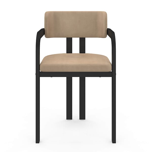 ID MARKET - Lot de 2 chaises de salle à manger, fauteuils de table ESMA en métal noir et velours taupe avec accoudoirs - large