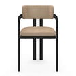 ID MARKET - Lot de 2 chaises de salle à manger, fauteuils de table ESMA en métal noir et velours taupe avec accoudoirs - vignette