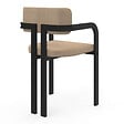 ID MARKET - Lot de 2 chaises de salle à manger, fauteuils de table ESMA en métal noir et velours taupe avec accoudoirs - vignette