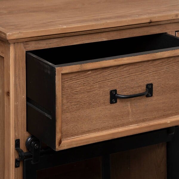 ATMOSPHERA - Buffet 1 porte "Danik" bois naturel 94x95cm - large