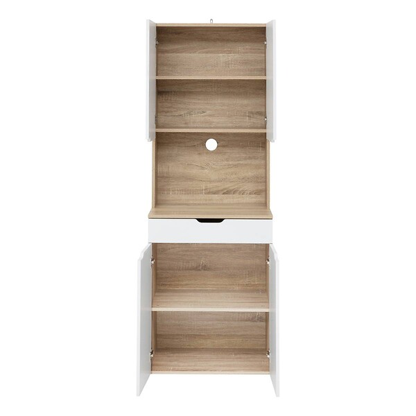 5 FIVE SIMPLY SMART - Buffet de cuisine 4 portes Eat up blanc et bois - large
