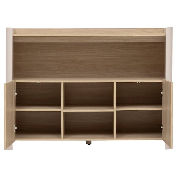 5 FIVE SIMPLY SMART - Buffet 2 portes Roundy blanc ivoire et bois - large