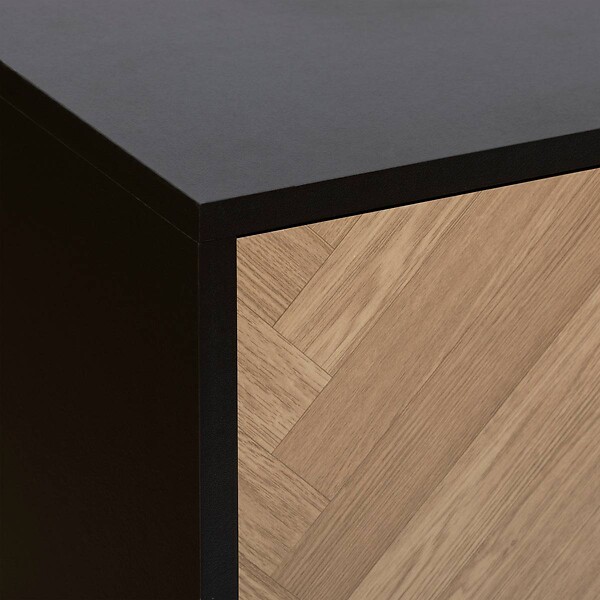 5 FIVE SIMPLY SMART - Buffet "Chevrons" 2 portes 3 tiroirs effet pin naturel 160x75cm - large