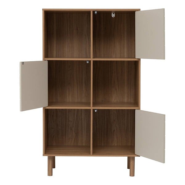 5 FIVE SIMPLY SMART - Etagère 6 cases Mix'N'Match bois et motif rayé - large