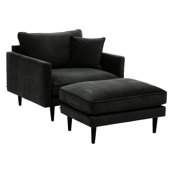ATMOSPHERA - Fauteuil XL "Candice" velours vert kaki - large