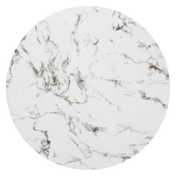 ATMOSPHERA - Table à manger "Rayo" blanc effet marbre doré D120cm - large