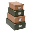 5 FIVE SIMPLY SMART - Lot de 4 boîtes unies Box' rectangulaires kaki et orange - vignette