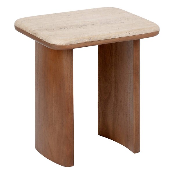 ATMOSPHERA - Lot de 2 tables basses Jivan Travertin bois L60/38cm - large