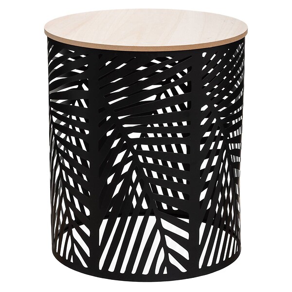 ATMOSPHERA - Lot de 2 tables gigognes "Feuilles" noir D35cm/39cm - large