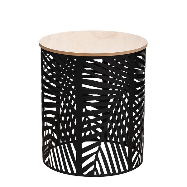 ATMOSPHERA - Lot de 2 tables gigognes "Feuilles" noir D35cm/39cm - large