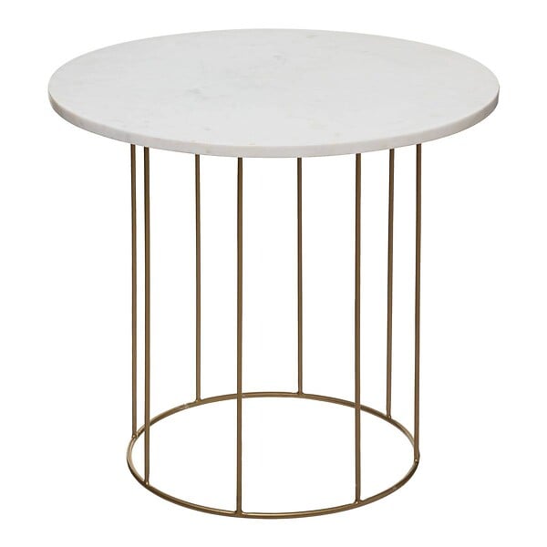 ATMOSPHERA - Lot de 2 tables gigognes "Garance" blanc plateau marbre - large