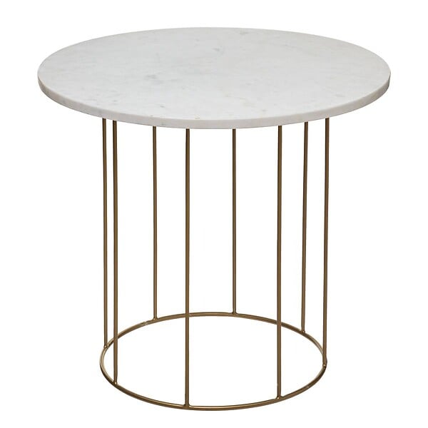 ATMOSPHERA - Lot de 2 tables gigognes "Garance" blanc plateau marbre - large