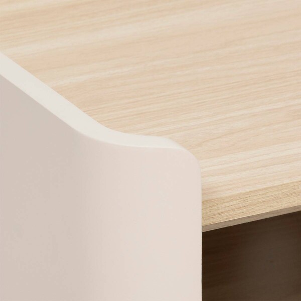 5 FIVE SIMPLY SMART - Meuble TV Roundy blanc ivoire et bois - large
