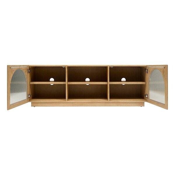 ATMOSPHERA - Meuble bas 2 portes 3 étagères Lousada beige 160x40cm - large