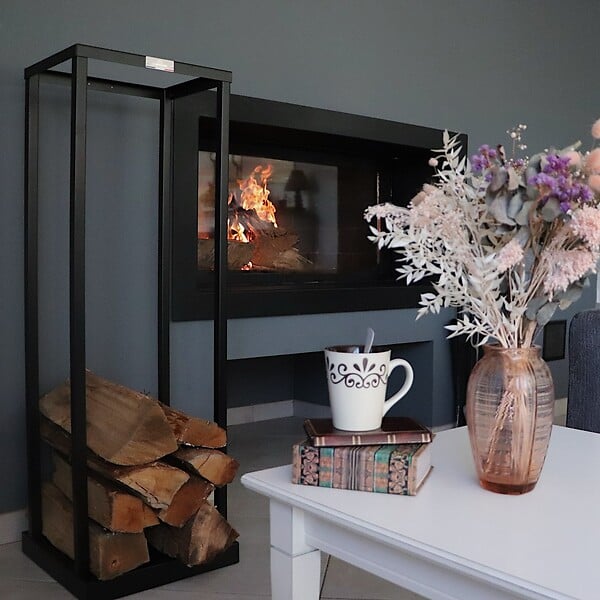 LE MARQUIER - Range-bûches intérieur acier - Actuel - Noir - 119 cm - large