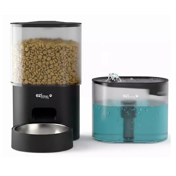 EZICLEAN - Distributeur De Croquettes + Fontaine à Eau 5w Noir - NUTRIBOTCONNECTX - large