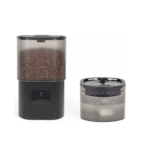 LIVOO - Distributeur De Croquettes Automatique 5w Noir + Fontaine à Eau - PET107 - large