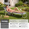 TECTAKE - Chaise longue en aluminium, rembourrée, pliable, dossier réglable en 6 positions, gris tacheté, avec poche latérale - vignette