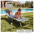 TECTAKE - Chaise longue en aluminium, rembourrée, pliable, dossier réglable en 6 positions, gris tacheté, avec poche latérale - vignette