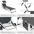TECTAKE - Chaise longue en aluminium rembourrée pliable avec l'accent dossier réglable en 6 positions et poche latérale gris - vignette